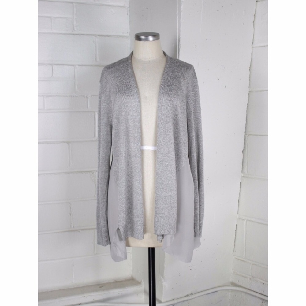 EILEEN FISHER Grey Italian Linen Silk Knit Cardigan